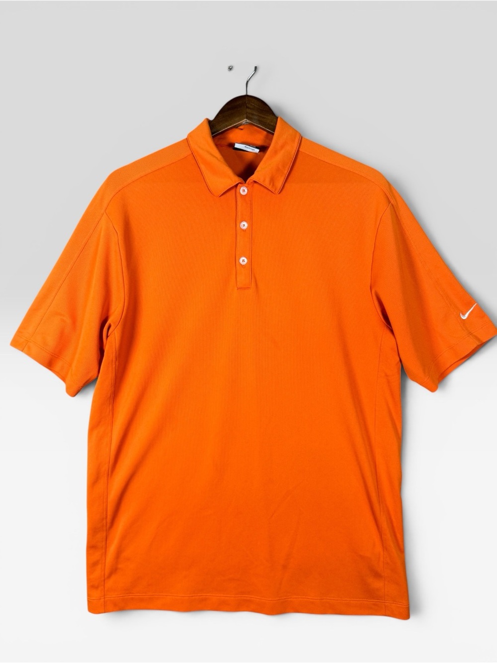 Nike‎ Golf Polo Shirt Mens Large Orange Short Sleeve Nike FIT DRY Swoosh Logo